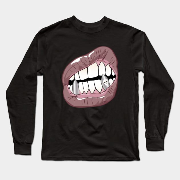 Mouth with Silver Teeth (for Face Mask) Long Sleeve T-Shirt by madebystfn